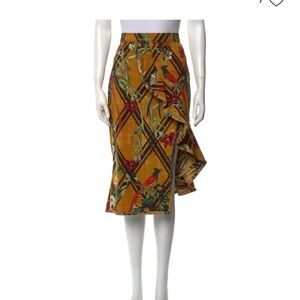 PatBO Asymmetrical Skirt in Yellow and Black Floral